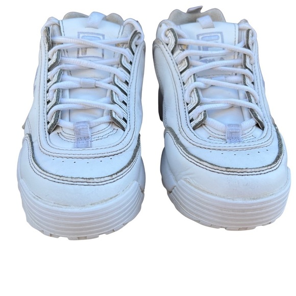 Fila Disruptor 2 White Leather Chunky Platform Sneakers Size 7.5 - Picture 1 of 8
